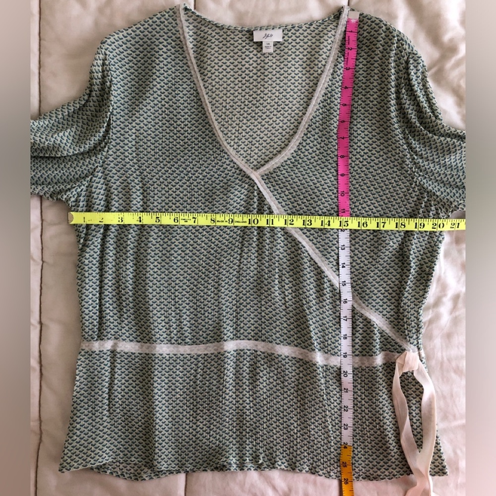NWOT J. Jill V-Neck Faux Wrap Blouse 3/4 Sleeve Rayon Silk Size 14 - Picture 5 of 7